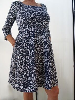 Boden Navy Polka Dot Fit-and-Flare Dress